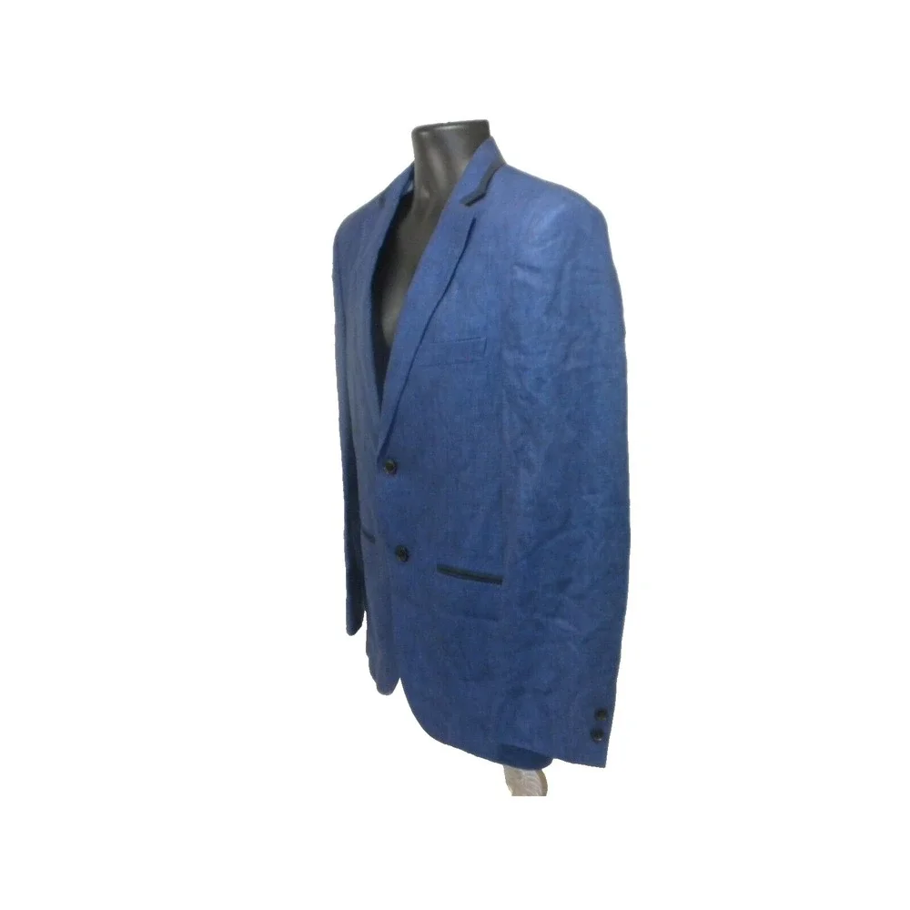 Savile‎ Row Sport Coat 36R Blue Linen 2 Button Dual Vent Lined Blazer Jacket